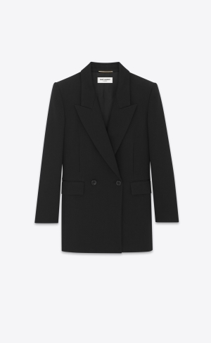 YSL Double-breasted Jacket In Wool Black | TNCGS3650