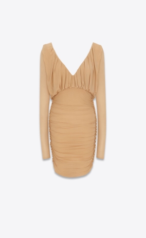 YSL Draped Dress In Jersey Noisette | KHIXM0185