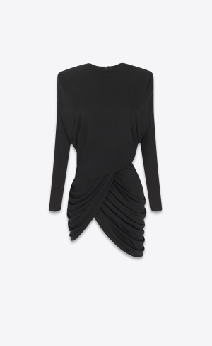 YSL Draped Dress In Shiny Jersey Black | RHSBW1907