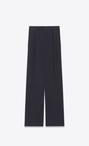 YSL Flared Pants In Crepe Satin Marine Fonce | NVSLW0483