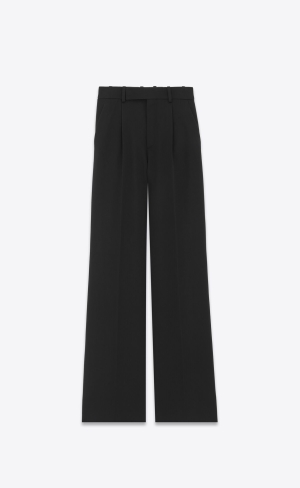 YSL Flared Pants In Grain De Poudre Black | ZTKGS7406