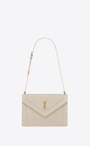 YSL Gaby Satchel In Quilted Lambskin Blanc Vintage | XMKEA9124