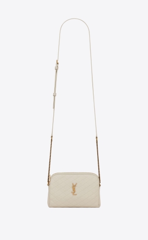 YSL Gaby Zipped Pouch In Quilted Lambskin Blanc Vintage | XVDYQ7528