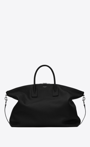 YSL Giant Bowling Bag In Soft Grained Leather Black | XUTLG4029