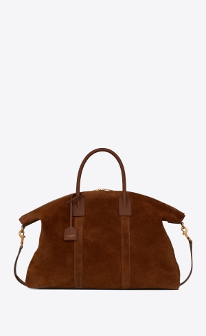 YSL Giant Bowling Bag In Suede Tan Brown | ALTMI2153