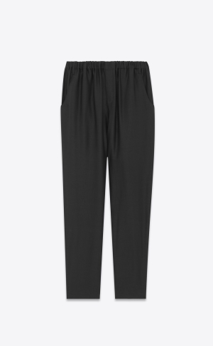 YSL High-waisted Pants In Viscose And Ramie Black | MLDHO3261