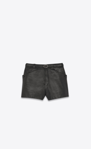 YSL High-waisted Shorts In Lambskin Noir | YNTCH0531