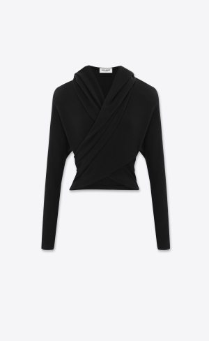 YSL Hooded Top In Wool Black | ITXZF7095