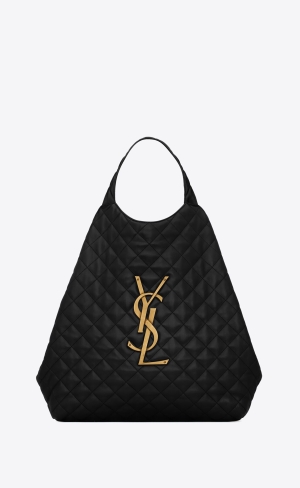 YSL Icare Maxi Shopping Bag In Quilted Lambskin Black | OXGKJ2451