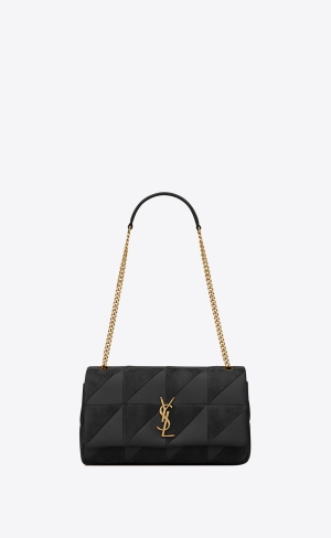 YSL Jamie Medium Chain Bag "Carré Rive Gauche" In Lambskin And Suede Black | MKZHD2753