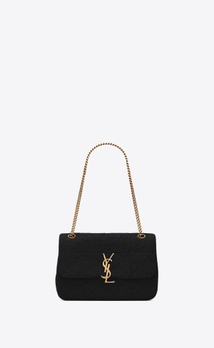 YSL Jamie Medium Chain Bag "Carré Rive Gauche" In Jersey Black | MUKPV2384