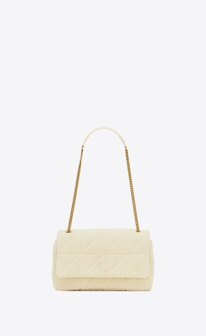 YSL Jamie Medium Chain Bag "Carré Rive Gauche" In Terry Cloth Tropical Sand And Coquille | VITQN3870