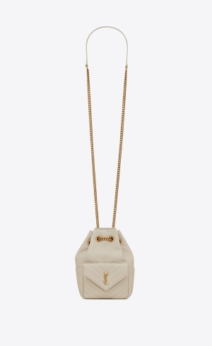 YSL Joe Mini Bucket Bag In Quilted Lambskin Blanc Vintage | XVZAL1642