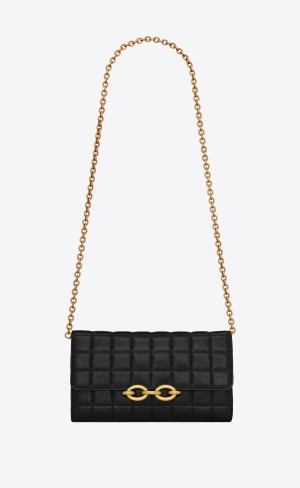 YSL Le Maillon Chain Wallet In Quilted Lambskin Black | YZHXG4871