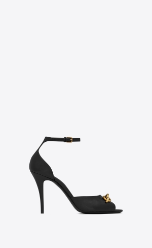 YSL Le Maillon Sandals In Smooth Leather Noir | JICER2613