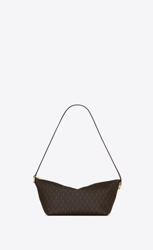 YSL Le Monogramme Crossbody Bag In Cassandre Canvas And Smooth Leather Chestnut | YNEWG8569