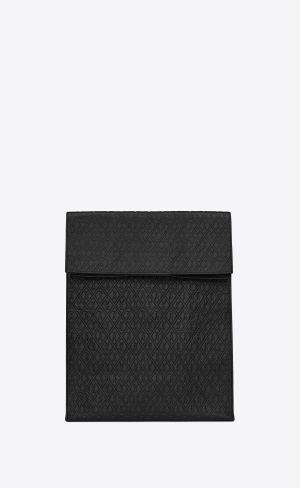 YSL Le Monogramme Deli Paper Bag In Embossed Leather Black | NYAQB8975