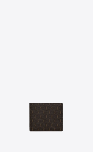 YSL Le Monogramme East/West Wallet In Cassandre Canvas And Smooth Leather Chestnut | EBFAW7452