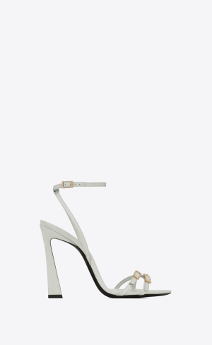 YSL Lila Sandals In Crepe Satin Slight Green | ZVPOX9753