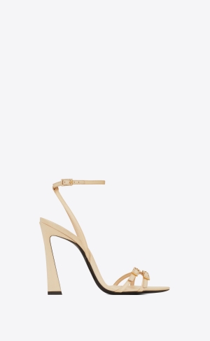 YSL Lila Sandals In Crepe Satin Soft Nude | BIAJY6079