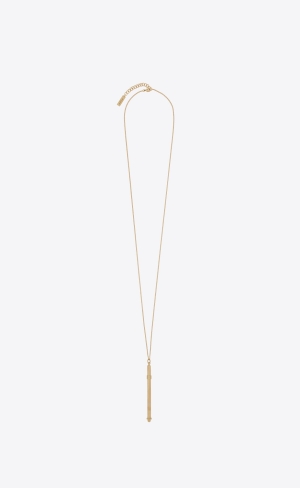 YSL Long Cocktail Stirrer Necklace In Metal Gold | BVPGX9572