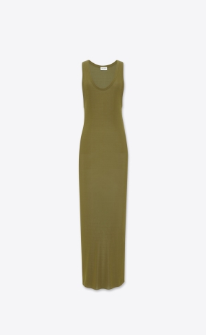 YSL Long Dress In Jersey Vert Mousse | JWPRN4952