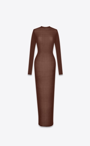 YSL Long Dress In Knit Chocolat | KHLNU9172