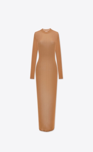 YSL Long Dress In Knit Noisette | KPLMV7493