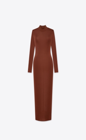 YSL Long Dress In Knit Toffee | AIUHN3610