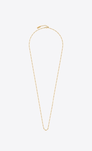 YSL Long Parallel Figaro Chain Necklace In Metal Gold | LEBXT2815