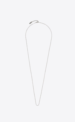 YSL Long Rectangular Chain Necklace In Metal Oxidized Silver | UMDAV1532