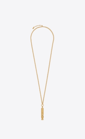 YSL Long Whistle Charm Necklace In Metal Brass Gold | XCRKI2085