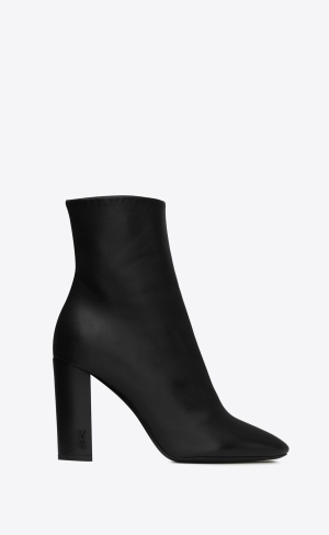 YSL Lou Ankle Boots In Leather Black | EVICQ3264