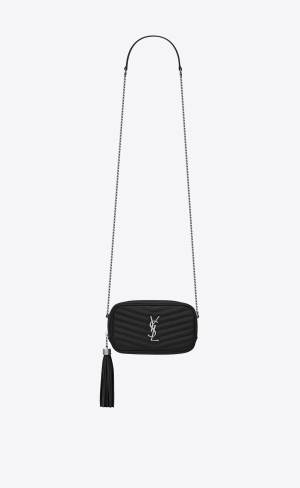 YSL Lou Mini Bag In Quilted Grain De Poudre Embossed Leather Black | PJKWZ8257