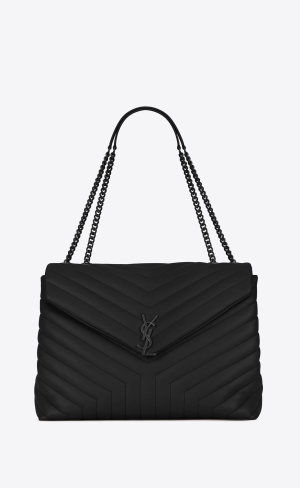 YSL Loulou Large Chain Bag In Quilted "Y" Leather Noir | BXIZP5819