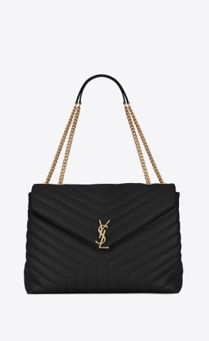 YSL Loulou Large Chain Bag In Quilted "Y" Leather Noir | VIGLN3625