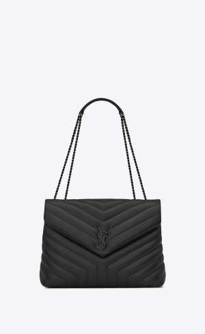 YSL Loulou Medium Chain Bag In Quilted "Y" Leather Noir | IVUWT9043