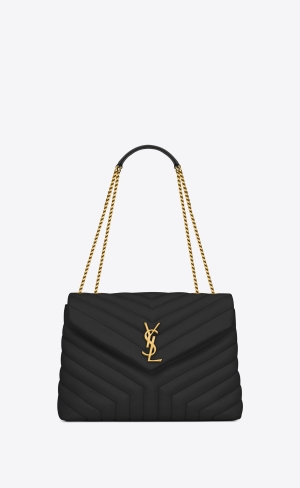 YSL Loulou Medium Chain Bag In Quilted "Y" Leather Noir | VJICQ1028