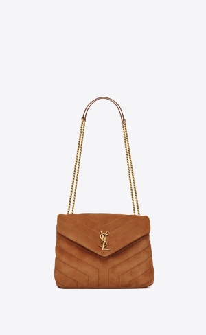 YSL Loulou Small Chain Bag In "Y"-quilted Suede Cinnamon | LOVNT4862