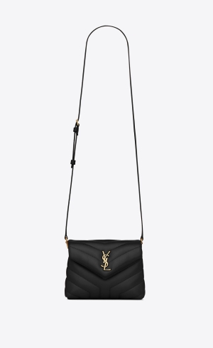 YSL Loulou Toy Strap Bag In Quilted "Y" Leather Black | ETKZC7423