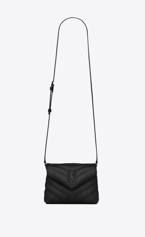 YSL Loulou Toy Strap Bag In Quilted "Y" Leather Black | RVMLE2954