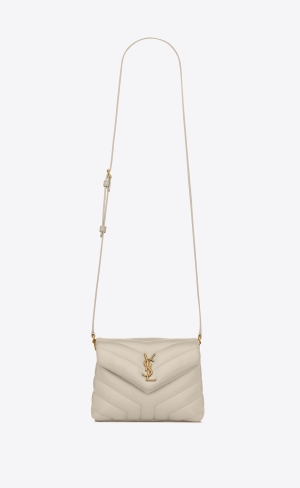 YSL Loulou Toy Strap Bag In Quilted "Y" Leather Blanc Vintage | XWQJV8561