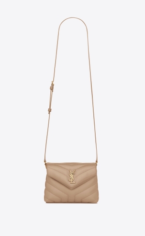 YSL Loulou Toy Strap Bag In Quilted "Y" Leather Dark Beige | YBEKO0419