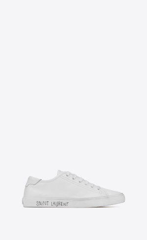 YSL Malibu Sneakers In Smooth Leather Optic White | KLMAC8236