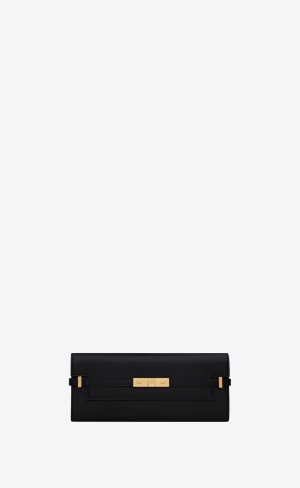 YSL Manhattan Clutch In Box Saint Laurent Leather Noir | TMNJR4901