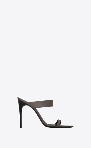 YSL Martha Mules In Silk Satin Storm Grey | FQKAE7631