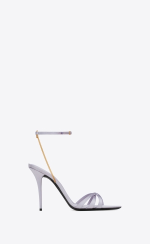 YSL Melody Sandals In Crepe Satin Soft Lila | XDLYH8643