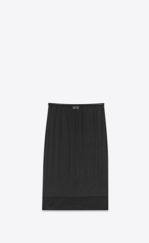 YSL Midi Skirt In Crepe Muslin Black | KNZLR3186