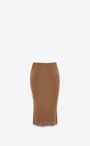 YSL Midi Skirt In Shiny Jersery Terre | OASPG7263