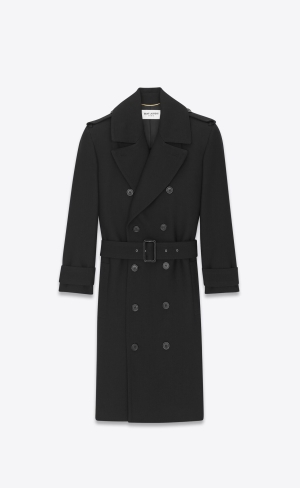 YSL Military Trench Coat In Wool Black | ZIMOL8160